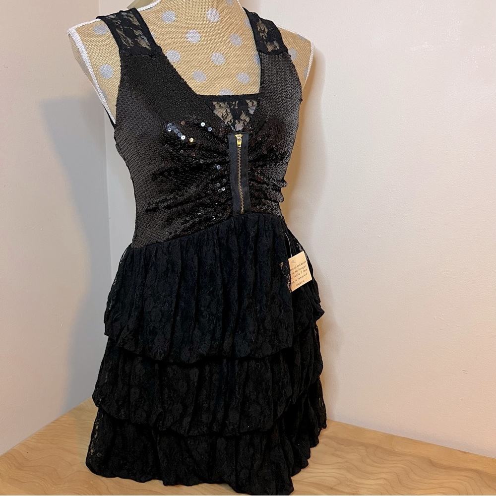 Arden B Lace, Sequins Little Black Dress NWT